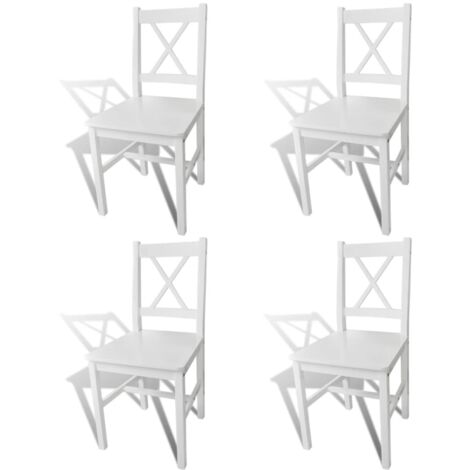 Juego de 4 sillas de cocina comedor de diseño sencillo en madera de pino blanco CDS021232