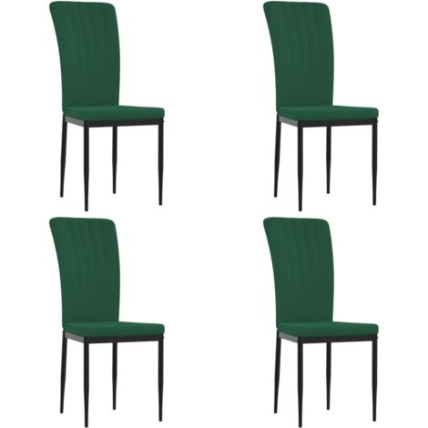Juego de 4 sillas de cocina comedor en tela de terciopelo verde oscuro con estructura de hierro DEC025659