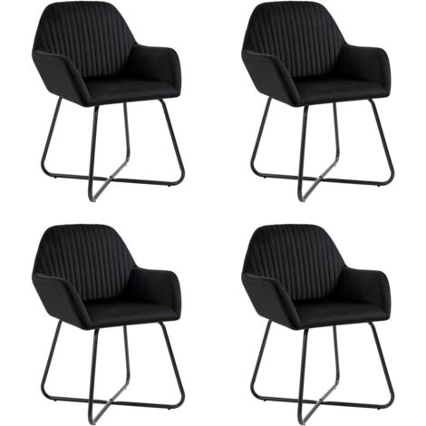 Juego de 4 sillas de cocina comedor en terciopelo negro patas de acero estilo moderno CDS021866
