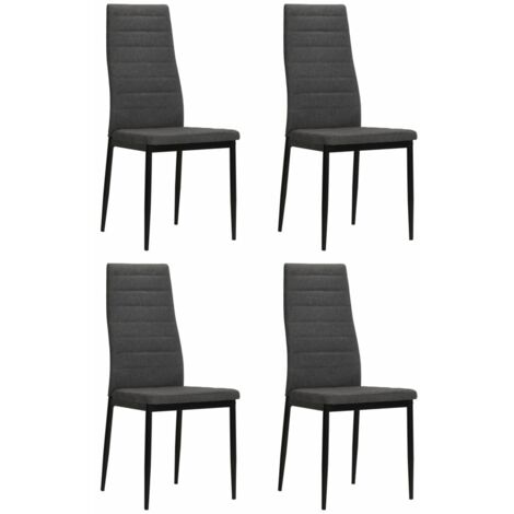 Juego de 4 sillas de cocina comedor estructura de metal en tela gris oscuro CDS021547