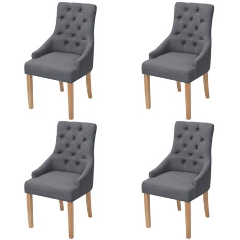 Juego de 4 sillas de cocina comedor respaldo acolchado en tela gris oscuro CDS021552