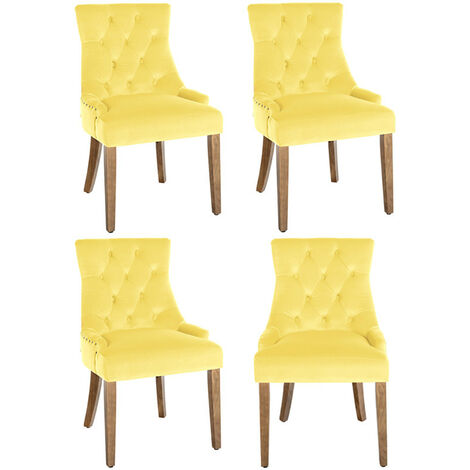 Juego de 4 sillas de comedor Aberdeen en terciopelo Amarillo Antiguo claro