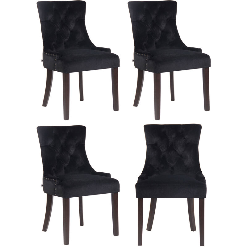 

Juego de 4 sillas de comedor Aberdeen en terciopelo Negro Antigüo