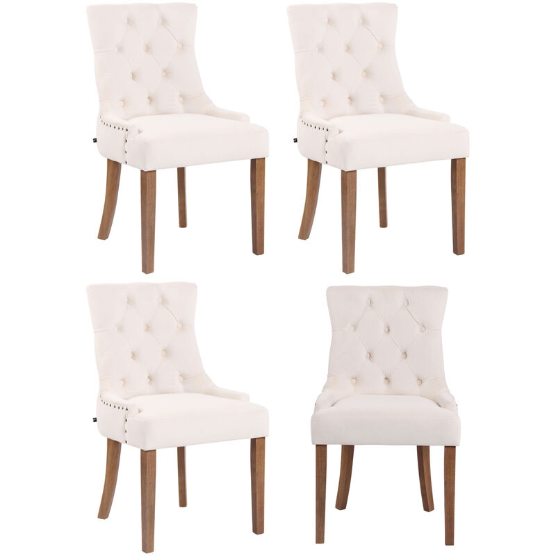 

CLP - Juego de 4 sillas de comedor Aberdeen en terciopelo Crema Antigüo claro