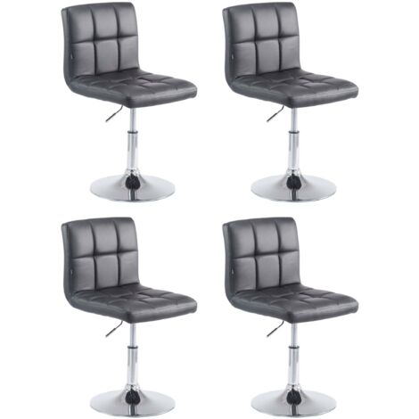 Juego de 4 sillas de comedor altura regulable diseño moderno costuras decorativas en piel sintética negra patas de metal 100006113