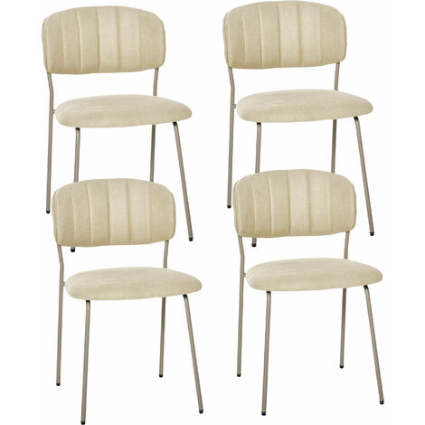 Juego de 4 Sillas de Comedor Apilables con Patas de Metal Moderno para Cocina Bar Restaurante Carga Máx. 100 kg 49,5x55x81 cm Beige