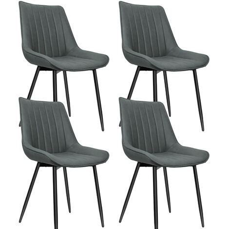 Juego de 4 Sillas de Comedor Asiento de Terciopelo Silla Diseño Ergonomica, Sillas de Cocina Modernas con Patas de Metal - Gris oscuro