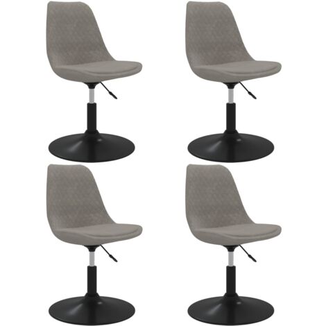 Juego de 4 sillas de comedor asiento giratorio regulable en altura en terciopelo gris claro DEC025728