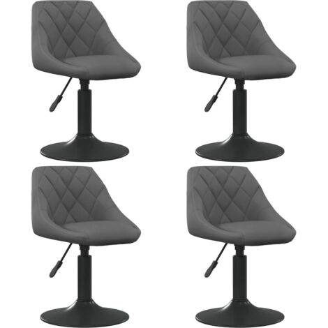 Juego de 4 sillas de comedor asiento giratorio regulable en altura en terciopelo gris oscuro y acero negro DEC025363