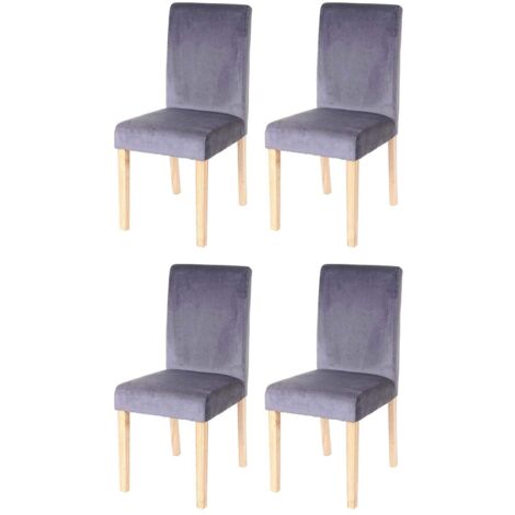 Juego de 4 sillas de comedor/cocina en tela de terciopelo gris CDS04510