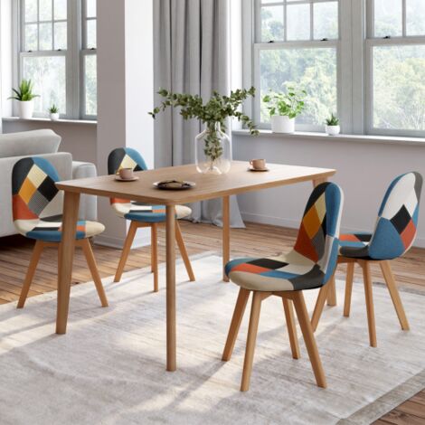 IDMARKET Juego de 4 sillas de comedor con patchwork multicolor SARA