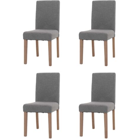 Juego de 4 sillas de comedor con respaldo alto en tejido Bouclé gris, pies claros 040007514