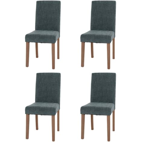 Juego de 4 sillas de comedor con respaldo alto en tejido bouclé verde y patas claras 040007519