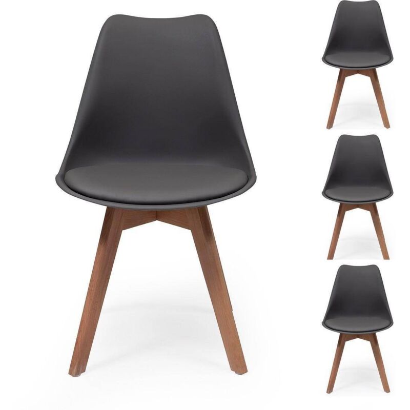 

Juego de 4 sillas de comedor DAY asiento polipropileno y patas de madera de haya | GRIS OSCURO - GRIS OSCURO