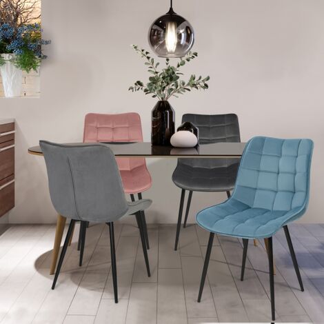 2 sillas de comedor con reposabrazos, patas de metal resistentes, para sala  de estar, cafetería, tocador (color azul)