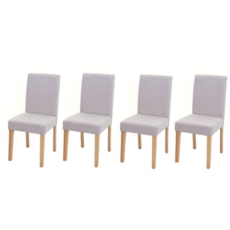 Juego de 4 sillas de comedor en tela crema con patas claras CDS04561