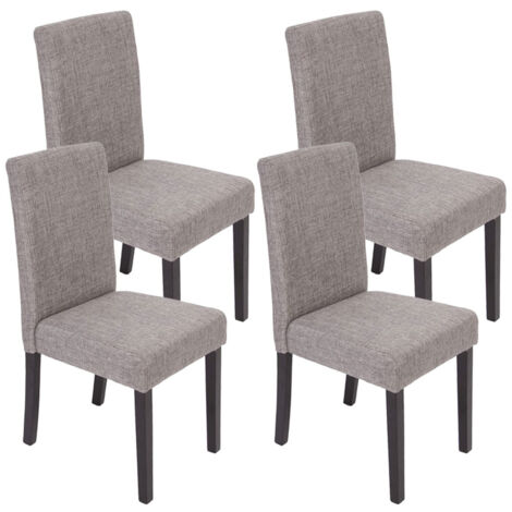 Juego de 4 sillas de comedor en tela gris con patas oscuras CDS04128