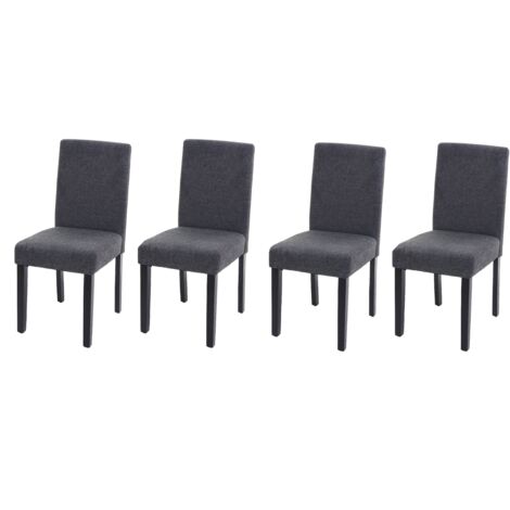 Juego de 4 sillas de comedor en tela gris oscuro con patas oscuras CDS04563