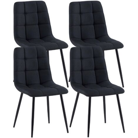 Juego de 4 sillas de comedor en tela negra, patas de metal negro, diseño moderno y confortable CDS10416