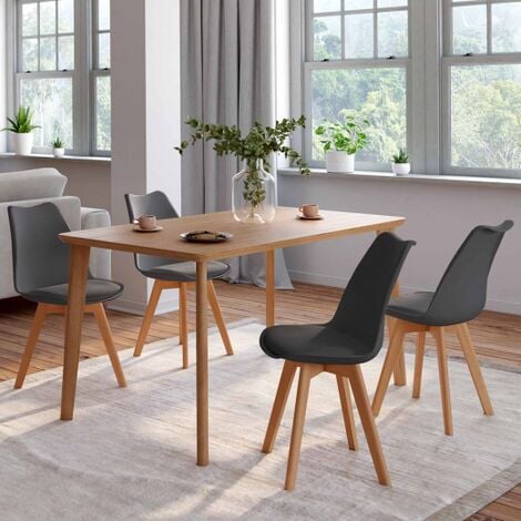 IDMARKET Juego de 4 sillas de comedor escandinavas SARA gris oscuro