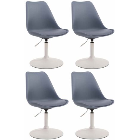 Juego de 4 sillas de comedor giratorias con altura regulable asiento de plástico azul estructura de metal blanco 100006201