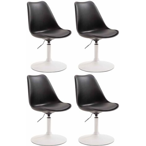 Juego de 4 sillas de comedor giratorias con altura regulable asiento de plástico negro estructura de metal con efecto cromado 100006410