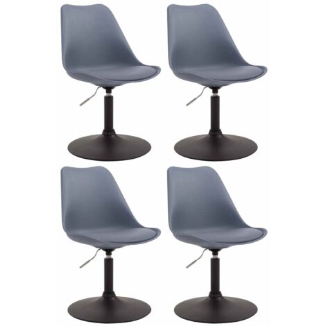 Juego de 4 sillas de comedor giratorias regulables en altura en plástico gris y pie trompeta de metal negro 100001811