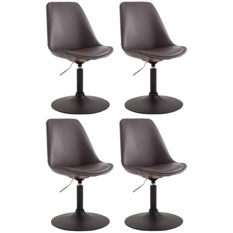 Juego de 4 sillas de comedor giratorias regulables en altura en PVC marrón y pie trompeta de metal negro 100001802