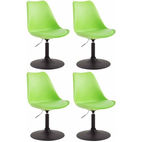 Juego de 4 sillas de comedor giratorias, regulables en altura, patas trompeta de plástico verde y metal negro 100001810