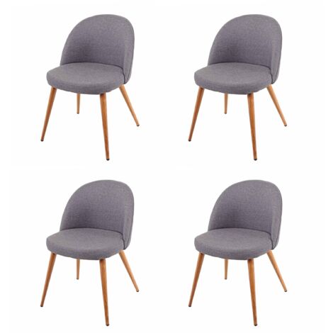 Juego de 4 sillas de comedor HHG-631, silla de cocina, diseño retro años 50, tela/textil, gris oscuro
