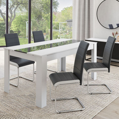 Juego de 4 sillas de comedor MIA grises con ribete blanco