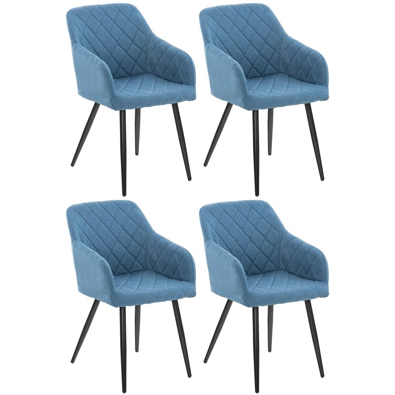 

CLP - Juego de 4 sillas de comedor Shila en tela o terciopelo Azul Tela