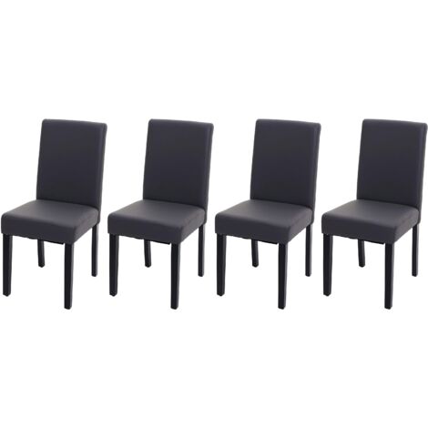 Juego de 4 sillas de comedor sintética gris mate con patas oscuras CDS04559