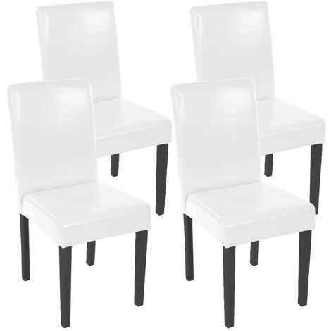 Juego de 4 sillas de comedor sintéticas blancas patas oscuras CDS04148