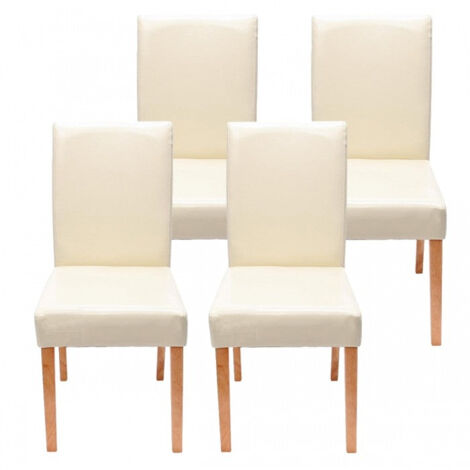 Juego de 4 sillas de comedor sintéticas color crema con patas claras CDS04141