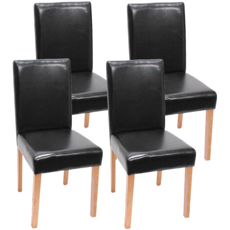 Juego de 4 sillas de comedor sintéticas negras patas claras CDS04145