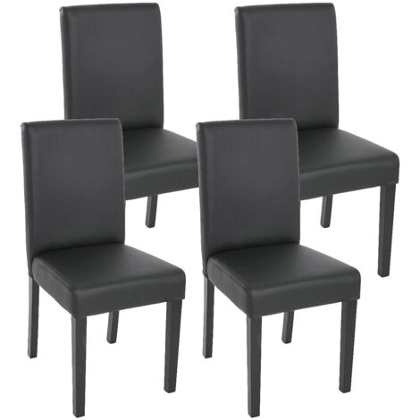 Juego de 4 sillas de comedor sintéticas negro mate con patas oscuras CDS04135