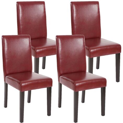 Juego de 4 sillas de comedor sintéticas patas rojo/marrón oscuro CDS04133