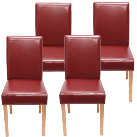 Juego de 4 sillas de comedor sintéticas rojas con patas claras CDS04143