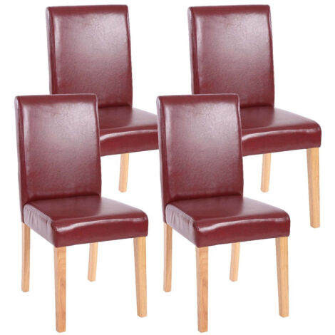 Juego de 4 sillas de comedor sintéticas rojo/marrón patas claras CDS04134