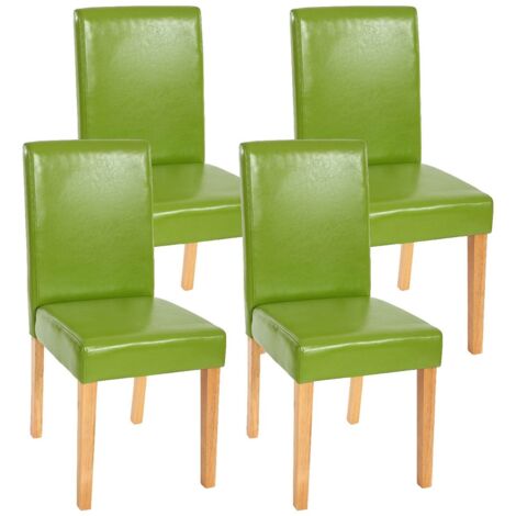 Juego de 4 sillas de comedor sintéticas verdes patas claras CDS04131