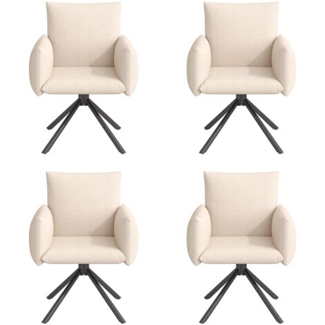 Juego de 4 sillas de comedor tapizadas en terciopelo beige, giratorias 360° con 4 patas de metal para sala, dormitorio y oficina