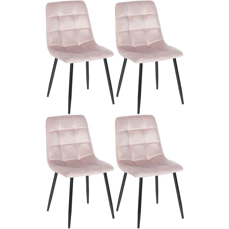 

CLP - Juego de 4 sillas de comedor Tilde en tela o terciopelo Rosado Terciopelo