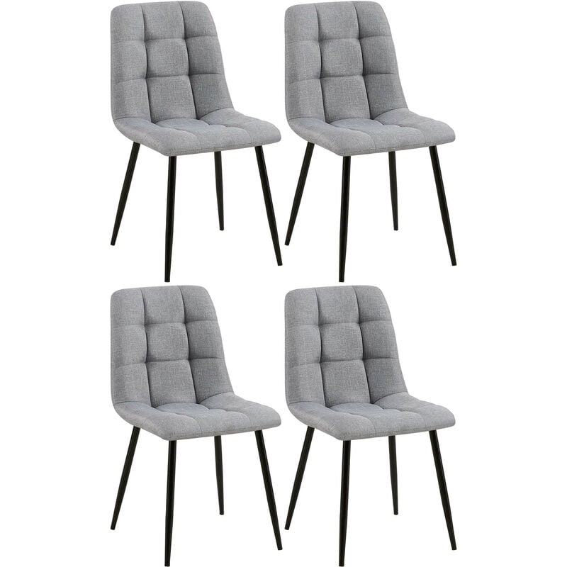 

Juego de 4 sillas de comedor Tilde en tela o terciopelo Gris Tela