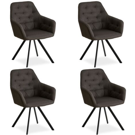 Juego de 4 sillas de salón comedor con cómodo tapizado color antracita CDS06206