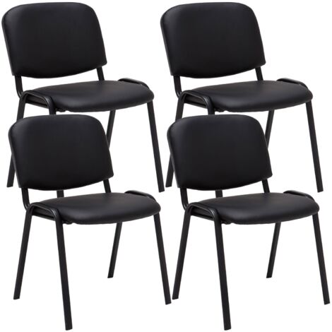 Juego de 4 sillas de visita apilables para zona de espera en PVC negro, base de 4 patas en metal negro 100003188