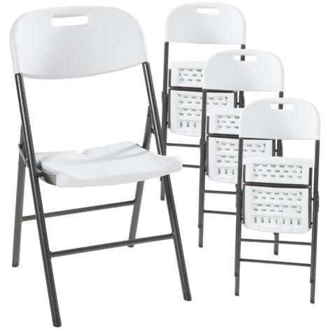 Juego de 4 sillas plegables 87 x 46 x 53 cm blanco 030009843