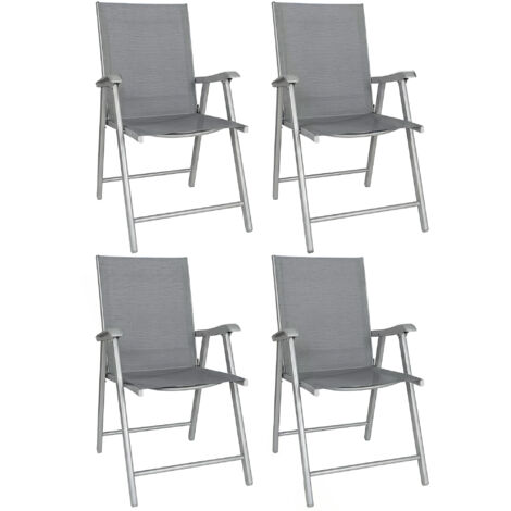 Juego de 4 sillas plegables de jardín para exteriores con respaldo alto y reposabrazos para patio o playa, 58x62x97 cm, color gris.
