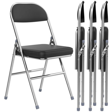 Juego de 4 sillas plegables de PU Negro - 46x42x80