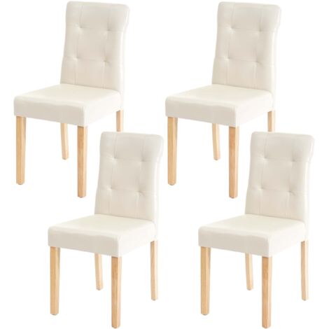 Juego de 4 sillas sintéticas color crema con patas de madera clara CDS04543